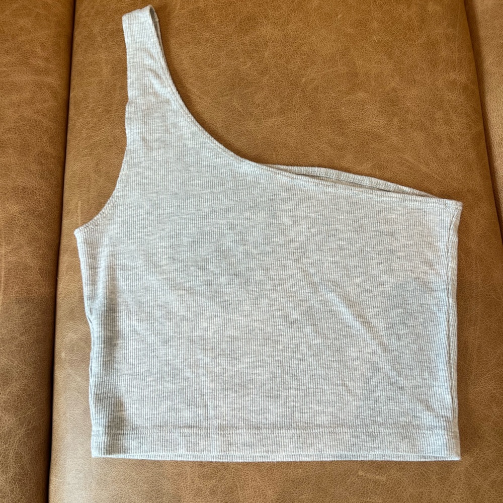 Joah Brown Light Gray one shoulder crop -M/L